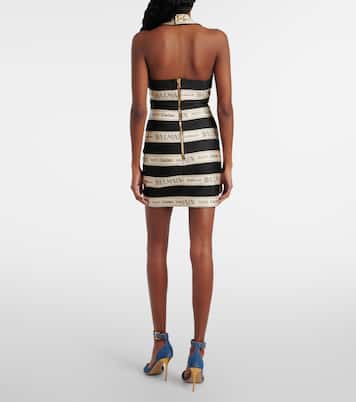 Abito corto in jacquard a righe | Balmain