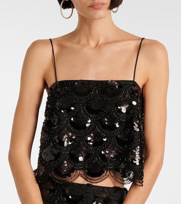 Sequined scalloped crop top | Rotate