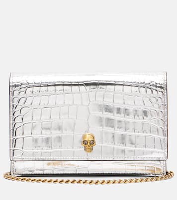 Schultertasche Skull Small aus Metallic-Leder | McQueen