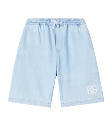 DG embroidered denim shorts | Dolce&Gabbana Kids