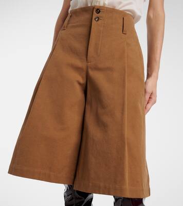 Pleated cotton canvas Bermuda shorts | Chloé