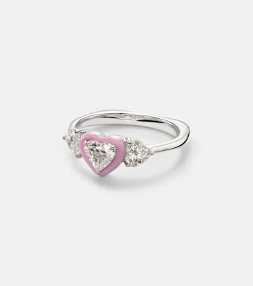 18kt white gold and enamel ring with diamonds  | Kamyen