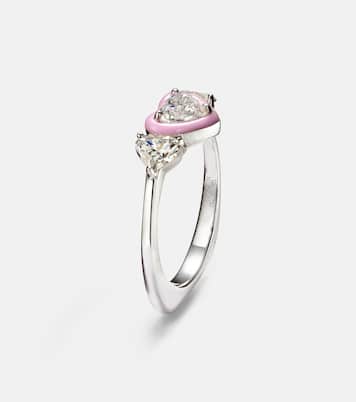 18kt white gold and enamel ring with diamonds  | Kamyen