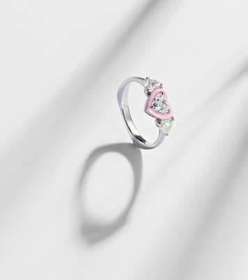 18kt white gold and enamel ring with diamonds  | Kamyen