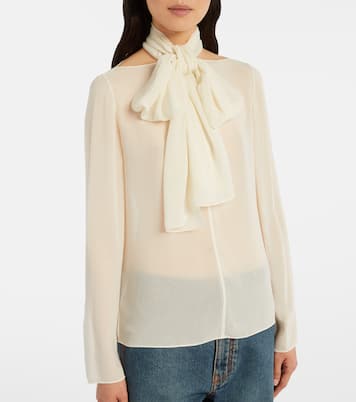 Sheer tie-neck blouse | Alaïa