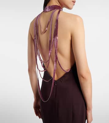 Abito lungo in raso con decorazioni | The Attico