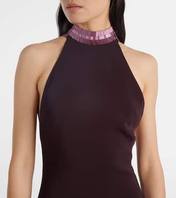 Abito lungo in raso con decorazioni | The Attico