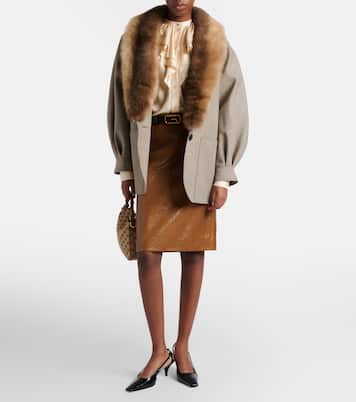Checked shearling-trimmed wool jacket | Gucci