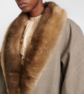 Checked shearling-trimmed wool jacket | Gucci