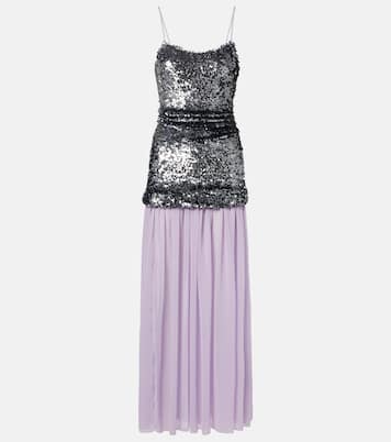 Sequined paneled maxi dress | Jacques Wei