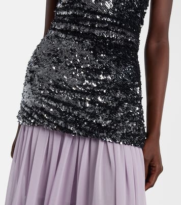 Sequined paneled maxi dress | Jacques Wei