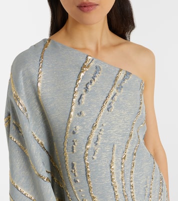 Cannes one-shoulder lamé gown | Taller Marmo
