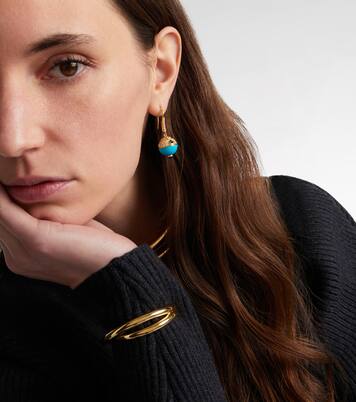 18kt gold (750/1000) earrings with turquoise, sapphire, and diamonds | Marina B