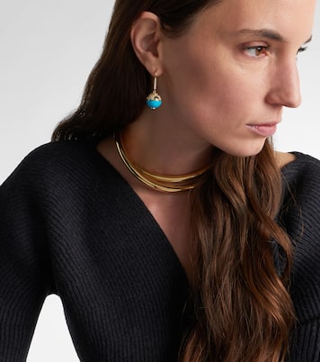 18kt gold (750/1000) earrings with turquoise, sapphire, and diamonds | Marina B