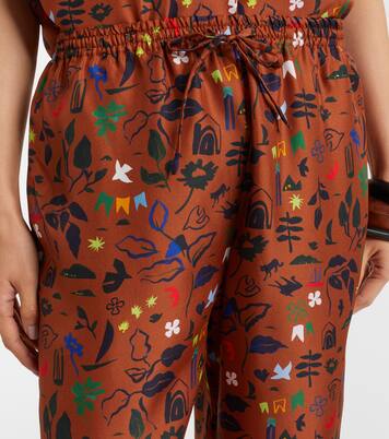 Aurelia printed silk twill wide-leg pants | Asceno