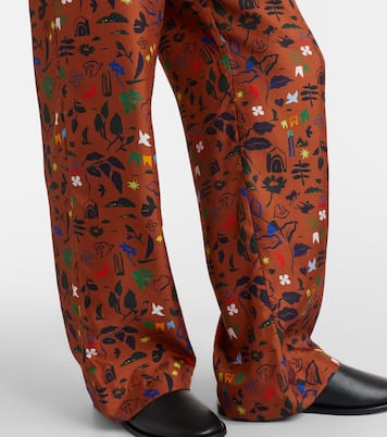 Aurelia printed silk twill wide-leg pants | Asceno