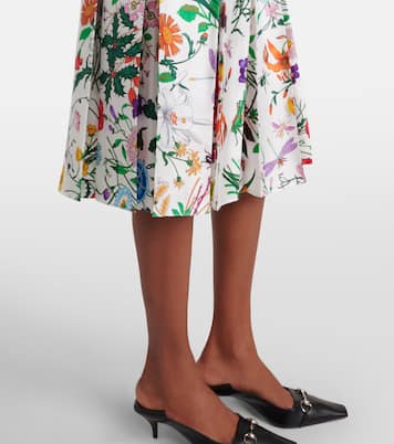 Floral pleated silk twill mid skirt  | Gucci
