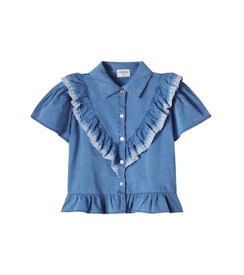 Hazel ruffled cotton chambray shirt | Cozmo