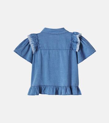 Hazel ruffled cotton chambray shirt | Cozmo