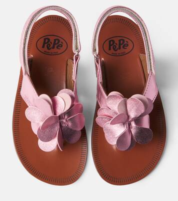 Metallic leather thong sandals | PèPè