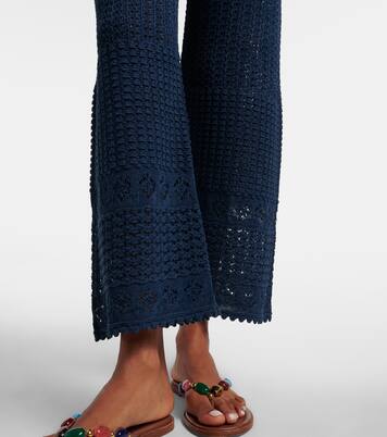 Emblème open-knit straight pants | Eres