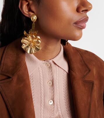 أقراط للأذن متدلية بأشكال الورود مزينة بالكريستال | Miu Miu