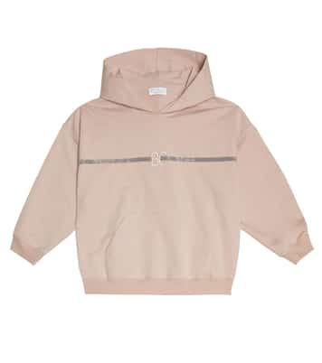 Sweat-shirt à capuche en coton à ornements | Brunello Cucinelli Kids