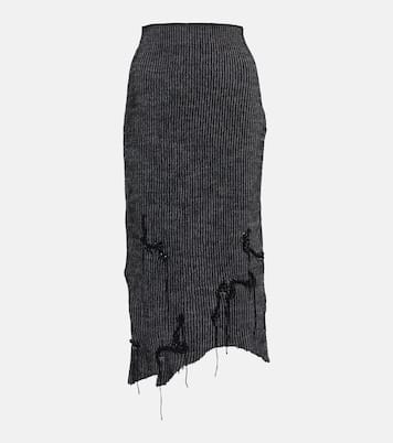 Asymmetric distressed midi skirt | Acne Studios