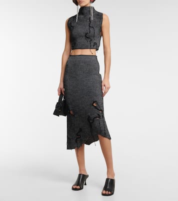 Asymmetric distressed midi skirt | Acne Studios
