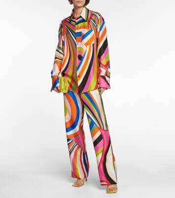 Iride silk twill wide-leg pants | Pucci