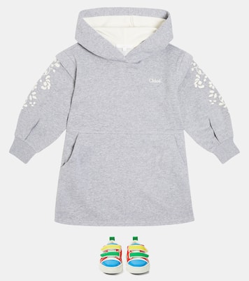 Robe sweat-shirt à capuche en coton | Chloé Kids