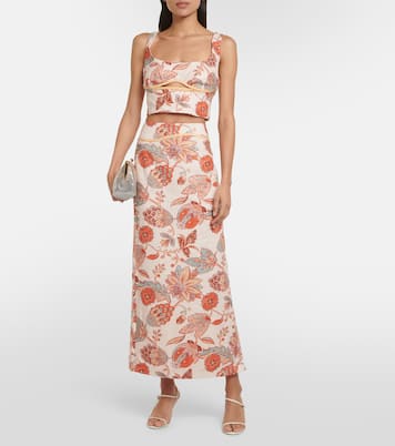Noemi cutout floral linen crop top | SIR