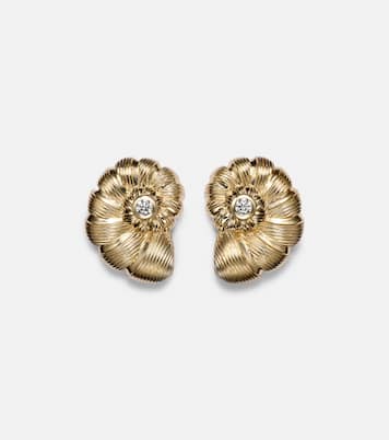 Boucles d'oreilles Large Nautilus Shell en or 14 ct et diamants | Sydney Evan