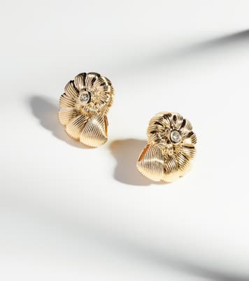 Boucles d'oreilles Large Nautilus Shell en or 14 ct et diamants | Sydney Evan