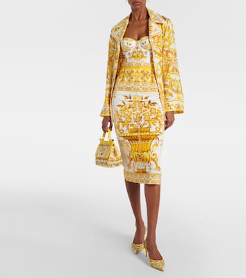 Jupe midi Majolica en soie mélangée | Dolce&Gabbana
