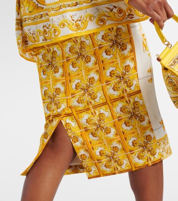 Jupe midi Majolica en soie mélangée | Dolce&Gabbana