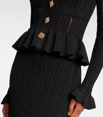 Abito lungo Peplum in pointelle | Self-Portrait