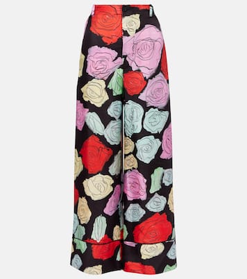 Pantalon ample en soie à fleurs | Marni