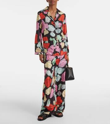 Pantalon ample en soie à fleurs | Marni
