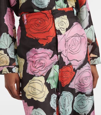 Pantalon ample en soie à fleurs | Marni