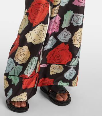 Pantalon ample en soie à fleurs | Marni