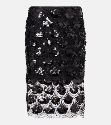 Sequined scalloped midi skirt | Rotate