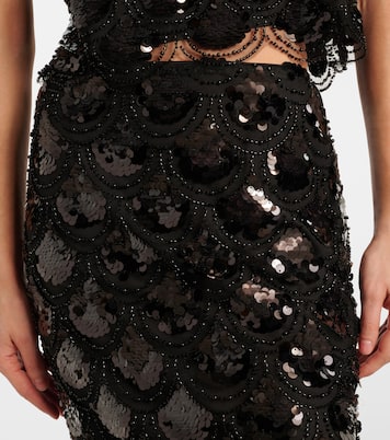 Sequined scalloped midi skirt | Rotate
