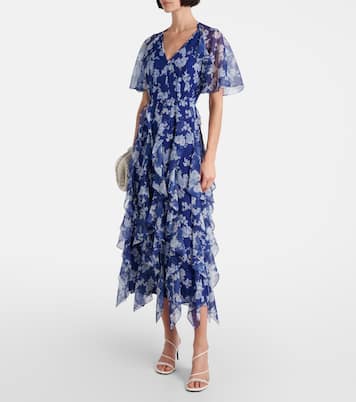 Abito midi in chiffon con stampa | Carolina Herrera