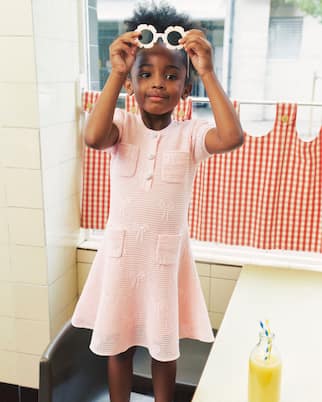 Bow crochet cotton-blend dress | Self-Portrait Kids