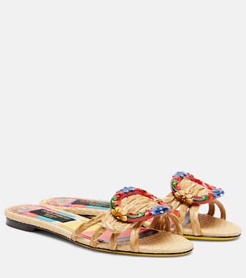 Mules Taormina en raphia à ornements | Dolce&Gabbana