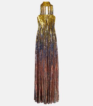 Sequined scarf-detail strapless gown  | Elie Saab