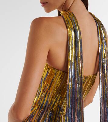 Sequined scarf-detail strapless gown  | Elie Saab