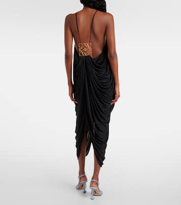 Vestido midi de seda drapeado  | Loewe