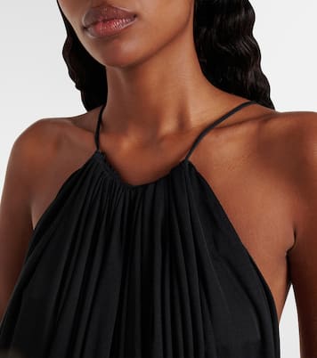 Vestido midi de seda drapeado  | Loewe